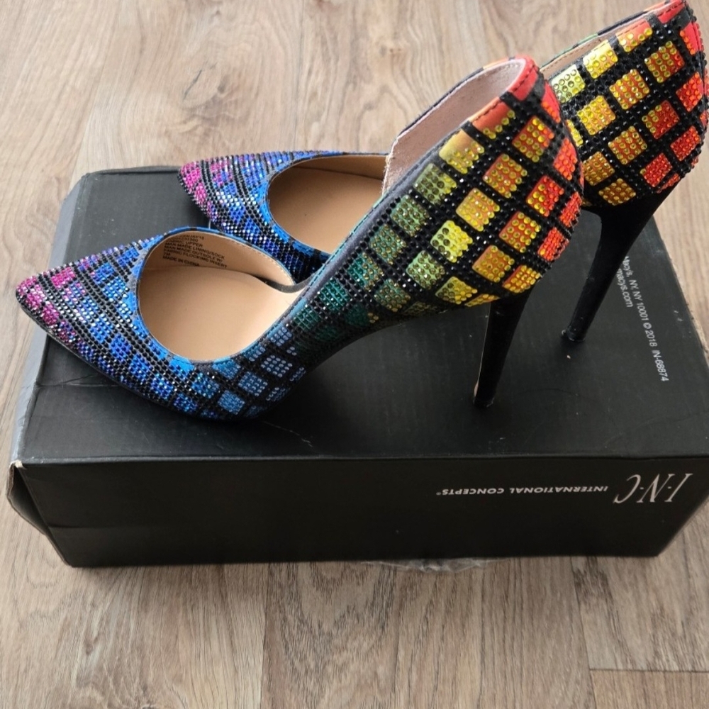 INC International Concepts Multicolor Sequin Heels